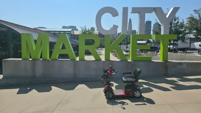 Mobility scooter at City Market letters, Kansas City