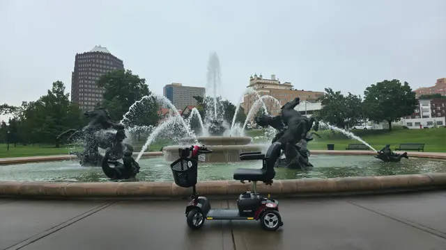 Mobility scooter at J C Nichols Memorial Fountain, Kansas City
