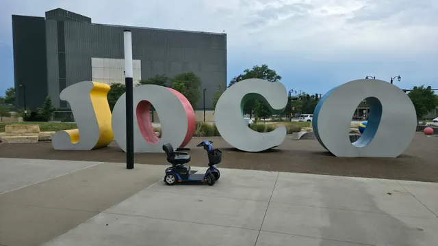 Mobility scooter at the JoCo giant letters, Olathe