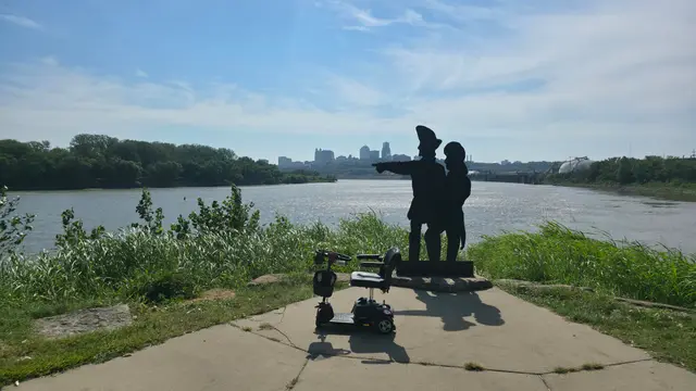 Mobility scooter at Lewis and Clark sculpture, Kansas City